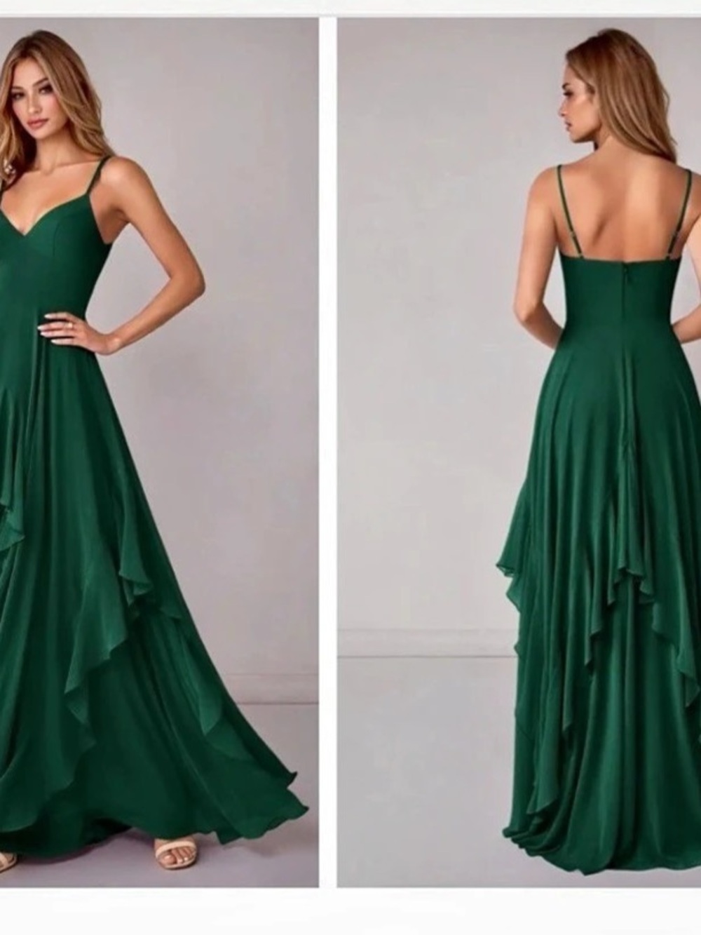 Azazie emerald green maxi dress